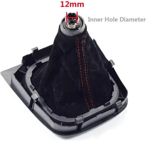 Vista 5 de Pomo para palanca de cambio de coche, funda protectora contra el polvo, para VW Golf 5 6 MK5MK6 R32 GTI 04-09, rojo y negro, de ante suave (negro)