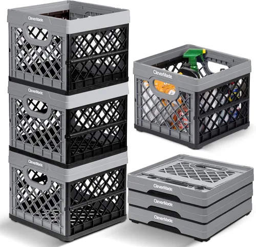 Vista 12 de CleverMade - Cajas de leche plegables para almacenamiento, 25 L, 1 paquete, 50 libras, color rojo