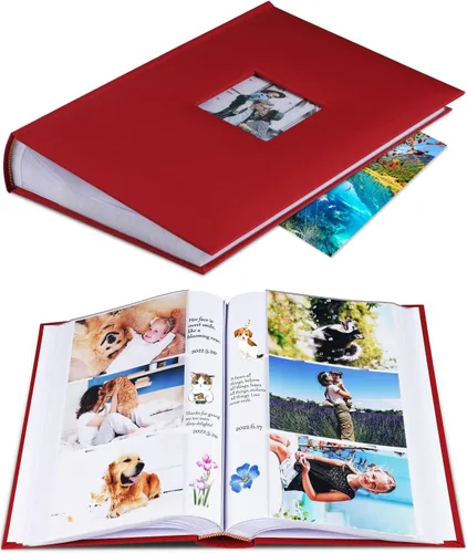 Vista 10 de 1DOT2 Álbum de Fotos 4x6 Capacidad para 402 Fotos con Bolsillos Deslizantes con Memo, Libro de Fotos, Cubierta de Lino, Álbumes de Fotos con Espacio