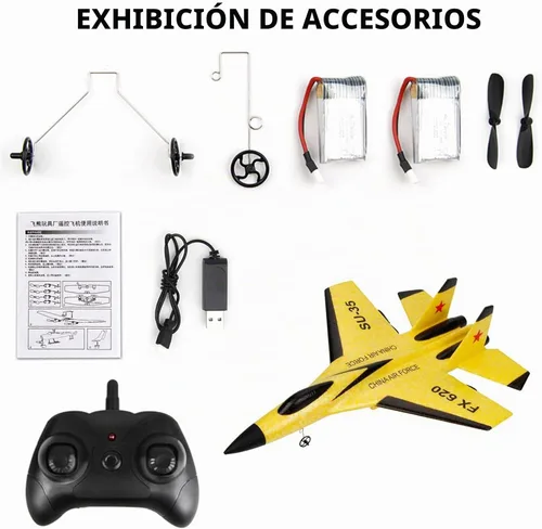 Vista 9 de GoolRC Avión FX620 RC, avión de control remoto de 2.4 GHz, avión RC de 2 canales, modelo de avión EPP planeador RC SU-35 con giroscopio de 3 ejes