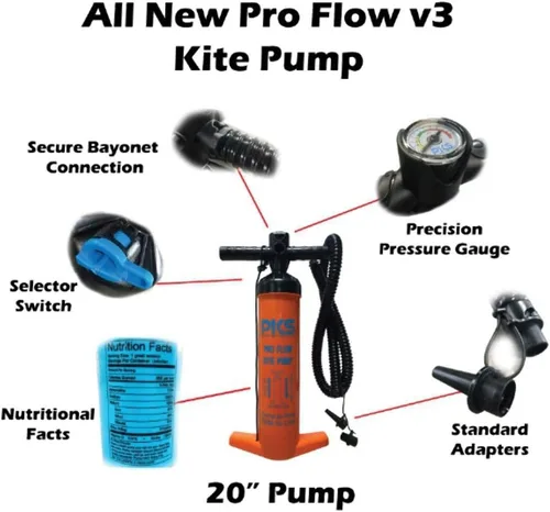 Vista 3 de PKS Bomba de cometa Pro Flow V3 de 20" para Kiteboarding SUP