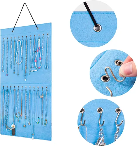 Vista 3 de Organizador de joyas colgante con 24 ganchos para colgar en la pared
