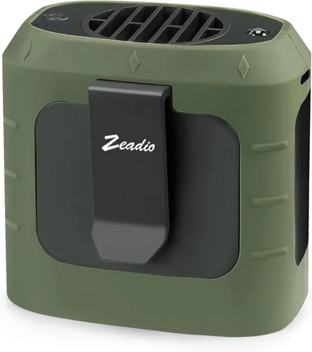 Vista 10 de Zeadio Ventilador portátil con clip de cintura, 4 velocidades, 10000 mAh, funciona con manos libres, con función de iluminación y carga para Azul