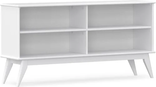 Vista 18 de SIMPLIHOME Draper - Estantería de madera maciza de 64 pulgadas de alto Rubio