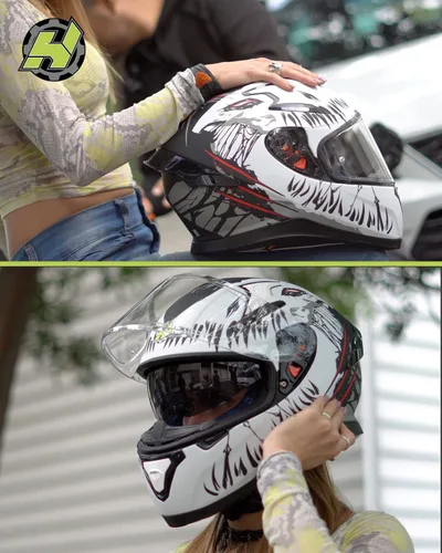 Vista 7 de HAX Full Face Motorcycle Helmet with Dual Rear Wing, DOT Approved Motorbike Street Bike Helmet with Pinlock Ready Plastic Nails for Adult