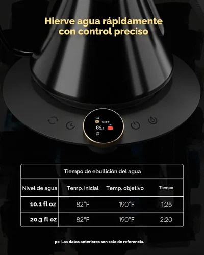 Vista 2 de Cocinare Soulagues - Hervidor eléctrico de cuello de cisne, control de temperatura de ±0.5℉ para café y té de goteo, interior de acero inoxidable