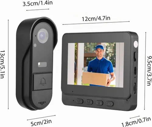 Vista 8 de Timbre inalámbrico con pantalla IPS de 4.3 pulgadas con cámara al aire libre IP65 impermeable 1080P timbre inalámbrico intercomunicador visión