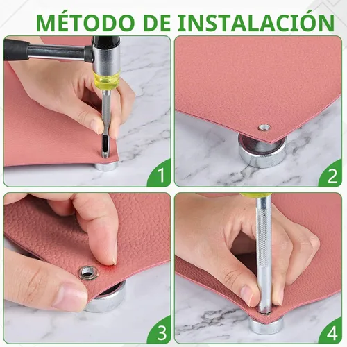 Vista 3 de Kit de herramientas de punzonado, 11 piezas, cierre a presión de cuero, ajuste de remaches, herramientas de troqueles para perforar e instalar botón
