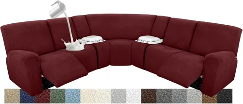 Vista 59 de Fundas para sofá modular reclinable, impermeable, en forma de L, lavable, para sofá reclinable en forma de L, súper elásticas, suaves, para esquinas