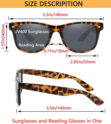 Vista 5 de Paquete de 4 lentes de sol de lectura bifocales de alta calidad para hombres y mujeres, clásicos, para exteriores, UV400, unisex, a la moda