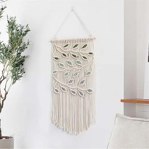 Vista 8 de BMIDRUT Tapiz colgante de macramé, tejido a mano, atrapasueños, decoración de pared para el hogar, frontón de 16 x 30 pulgadas