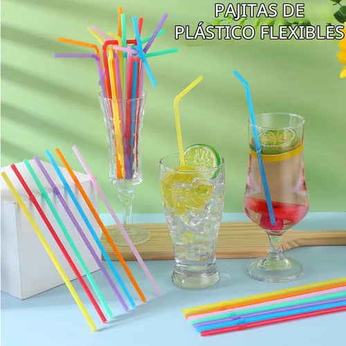 Vista 3 de Eaasty 3000 popotes de plástico flexibles a granel, popotes desechables de plástico, pajitas largas de plástico coloridas, popotes flexibles a
