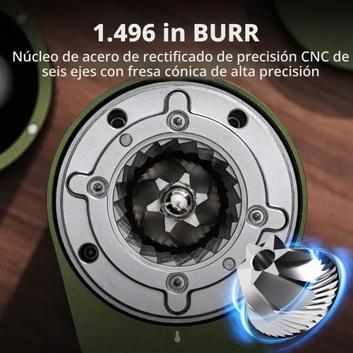 Vista 12 de Bincoo DM09 - Molinillo de café eléctrico con rebabas de acero CNC, ajuste ajustable, diseño compacto, funcionamiento silencioso, para expreso Verde