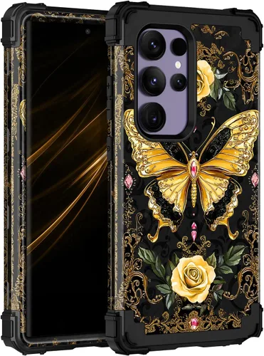 Vista 45 de Miqala Funda para Galaxy S24 5G, brilla en la oscuridad, tres capas, resistente, a prueba de golpes, protección completa, parachoques de plástico