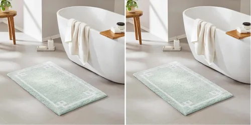 Vista 14 de Madison Park Evan Alfombra de Baño 100% Algodón con Respaldo Antideslizante - Tapete de Baño de Felpa Copetuda Lujoso, Absorbente, Secado Rápido