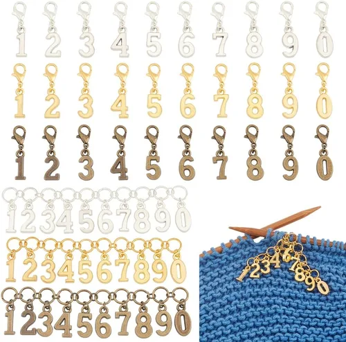 Vista 8 de BENECREAT Contador de Filas con Cuentas de Acrílico para Tejer Cadenas con Dijes de Aleación Esmaltada Marcadores de Puntos con Cierre para Tejer