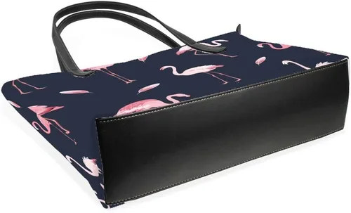 Vista 4 de Grandes bolsas de mano de trabajo de las mujeres de la PU de cuero de moda rosa flamencos bandada bolsos bolso del comprador bolso casual