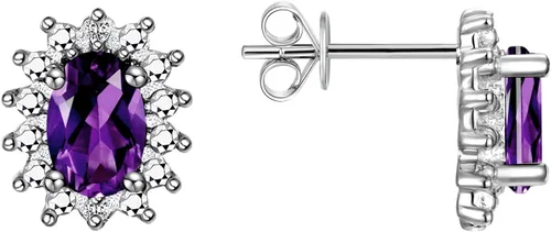 Vista 19 de Rylos Aretes tipo dormilona de plata de ley 925, ovalados y diamantes de 0.236 x 0.157 pulgadas, exquisitas joyas de piedra