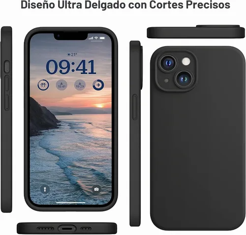 Vista 6 de CellEver Funda de silicona resistente para iPhone 14 [protección de cámara] [revestimiento antiaceite] protección militar contra caídas