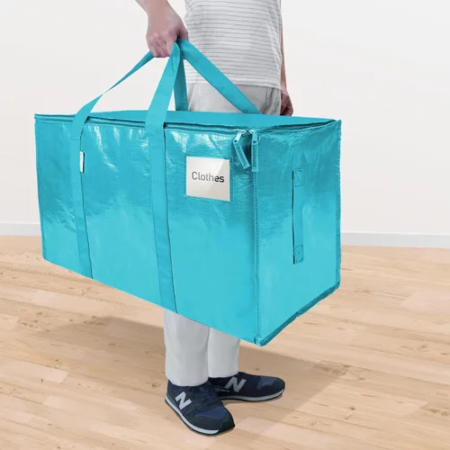 Vista 2 de TICONN Paquete de 2 bolsas de mudanza extra grandes resistentes con cremalleras y asas de transporte, bolsas de almacenamiento duraderas