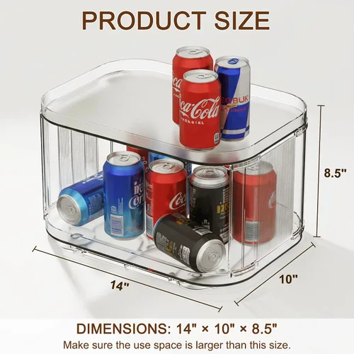 Vista 2 de Lazy Susan - Organizador para gabinete, despensa, encimera (2 niveles de 14 x 10 pulgadas, transparente, 1 paquete, rectangular)