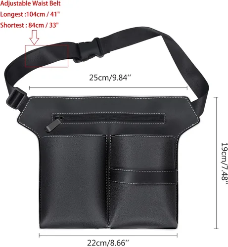 Vista 7 de Noverlife Bolsa de tijeras para peluquería, bolsa de cintura de piel sintética para peluquería, funda de almacenamiento de herramientas