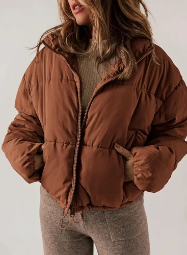 Vista 9 de Dokotoo Chaquetas acolchadas de invierno para mujer, de manga larga, con cremallera completa, con bolsillos