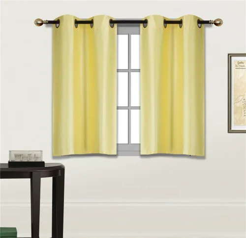Vista 13 de Elegant Home - Cortina opaca con aislamiento de seda sintética con ojales, 2 paneles de 28 pulgadas de ancho x 36 pulgadas de largo, cada uno