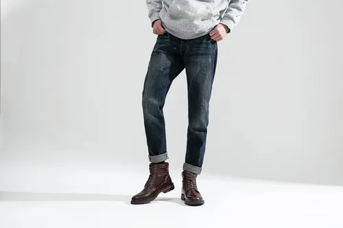 Vista 8 de Jousen Botas de cuero casuales para hombre, botas de vestir Chukka de moda para hombre