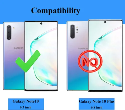 Vista 2 de Funda para Samsung Galaxy Note 10, Note10 con protectores de pantalla HD, soporte de anillo de metal de grado militar con soporte de anillo de Negro