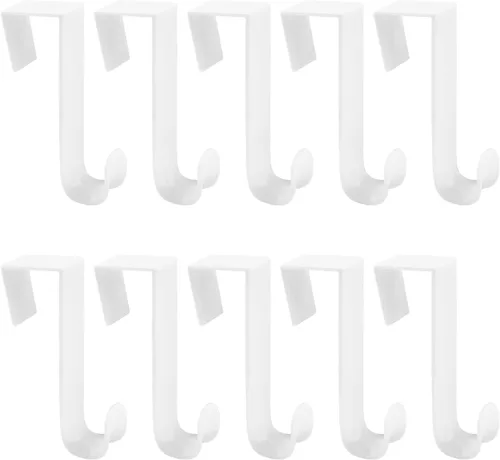 Vista 9 de Over Cabinet Door Hooks, 8Pcs Plastic Over Door Single Hooks Multi-Purpose Over The Cupboard Drawer Hooks Space-Saving Hanger Extender Clips Hooks
