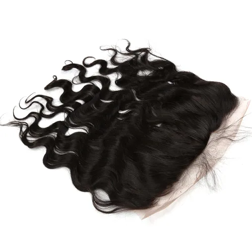 Vista 3 de Un donante de grado superior 13x4 base de seda cierre frontal de encaje cabello humano con cabello de bebé ondulado brasileño virgen cierre de pelo
