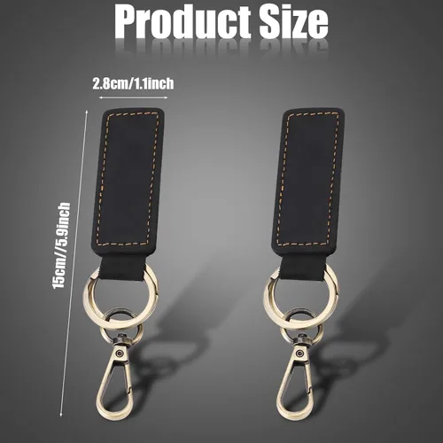 Vista 2 de 2 llaveros de cuero, doble anillo retro para llavero de automóvil, llavero universal de cuero, llavero de cuero, llavero colgante para hombres