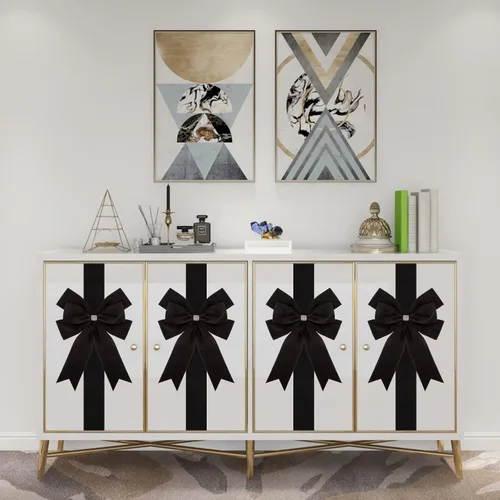 Vista 4 de Meseey 6 lazos grandes de terciopelo para armarios, lazos para puerta de armarios para Acción de Gracias, otoño, Halloween, Navidad, fiesta (negro)