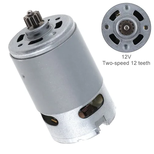 Vista 3 de ChgImposs RS550 12V 19500 RPM DC Motor con dos velocidades 12 dientes y caja de engranajes de alto par para taladro eléctrico/destornillador