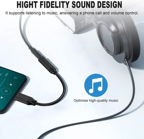 Vista 6 de Adaptador USB tipo C a conector de auriculares hembra de 3.5 mm (Negro), cable USB C a auxiliar de audio compatible con Pixel 4 3 2 XL, Samsung