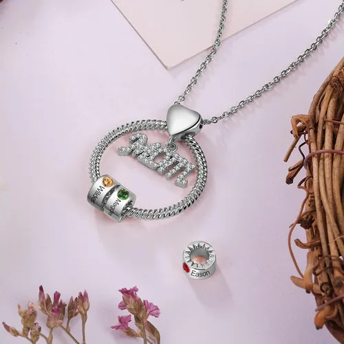 Vista 4 de Wendy Made Personalized Mom Necklace for Women with 1-5 Names for Mom Gifts Custom Mama Gifts Mother Daughter Necklace with Birthstone for Women