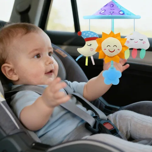 Vista 5 de Cochecito de bebé juguetes móviles, juguetes de cochecito con sonajero suave para 0 meses + (cielo)