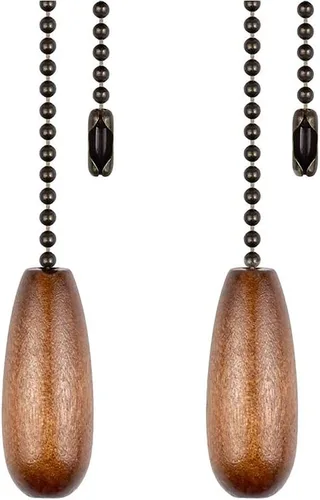 Vista 9 de Paquete de 2 Extensores de Cadena de Ventilador de Techo de Madera Negra, 12 pulgadas Extensión Decorativa de Tiradores de Cadena de Ventilador Negro