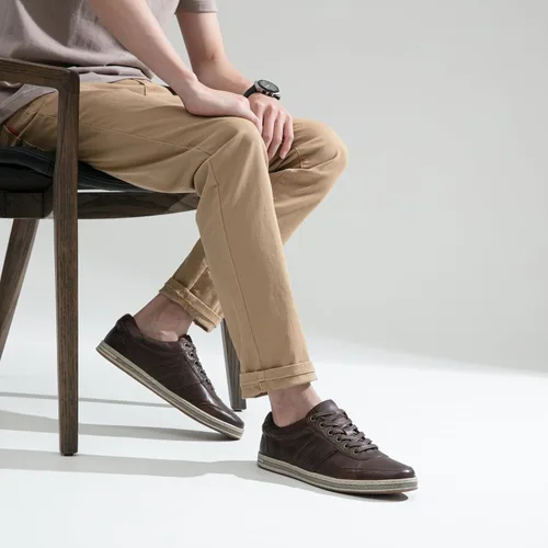 Vista 2 de Jousen Zapatos deportivos de cuero para hombre, estilo retro, para negocios, casuales, para hombres