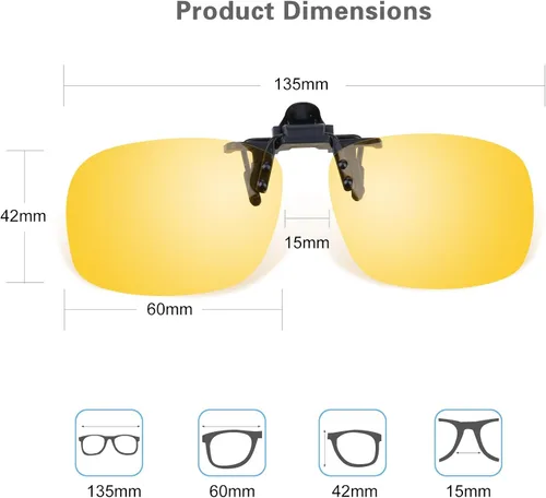 Vista 2 de Besgoods Gafas de sol polarizadas con clip para visión nocturna amarilla