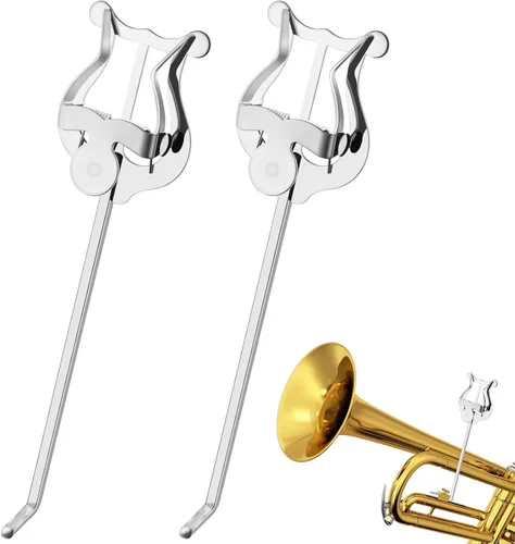 Vista 8 de Lira de clarinete, paquete de 2 soportes de lira de clarinete negros para banda de marcha, clip de partitura de clarinete y oboe de 6.02 pulgadas