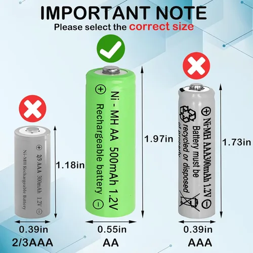 Vista 2 de 1.2 voltios AA 500mAh solar de larga vida recargable baterías verdes, doble A de hidruro de metal de níquel para luces decorativas al aire libre