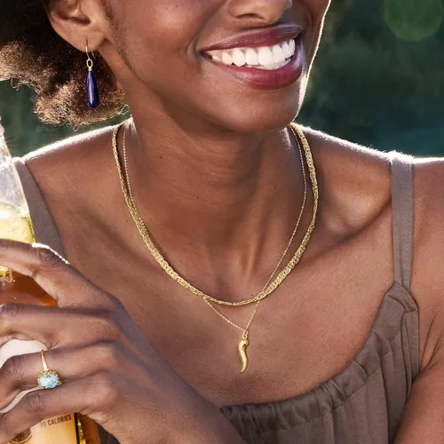 Vista 2 de Ross-Simons 10kt Yellow Gold Italian Horn Pendant Necklace