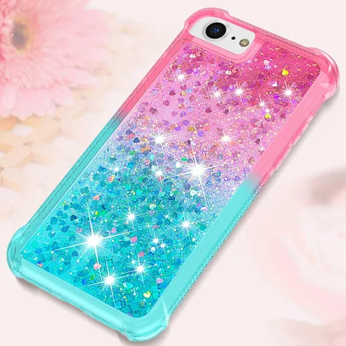Vista 6 de Funda para iPod Touch de 7ª generación, iPod Touch 6ª/5ª generación para niñas, mujeres, niños, bonita purpurina líquida suave TPU transparente a