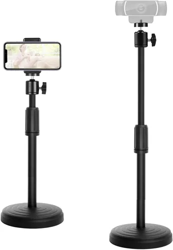 Vista 8 de Webcam Stand for Desk, 12.5 Inch Webcam Tripod Computer Camera Stand Webcam Mount with Phone Holder Desktop Web Cam Mount for Logitech C920 C922