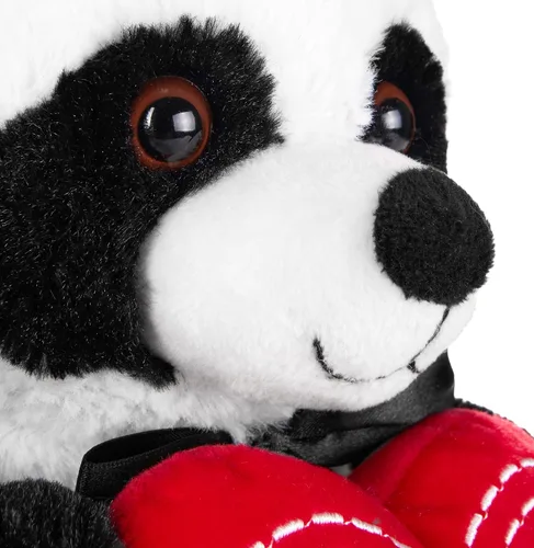 Vista 3 de BRUBAKER Oso de peluche panda con corazón rojo - I Love You - 10 pulgadas - Oso de peluche para novia o novio - Juguete suave de peluche negro
