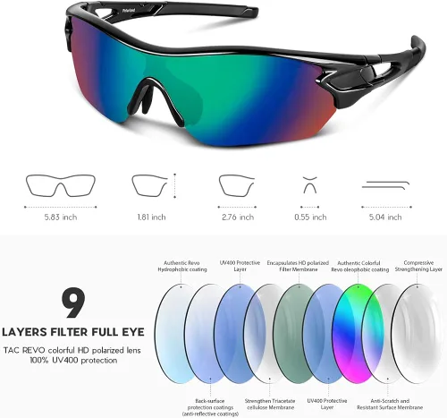 Vista 4 de Lentes de sol polarizados para hombres y mujeres jóvenes de béisbol ciclismo correr conducir pesca golf motocicletas lentes TAC UV400