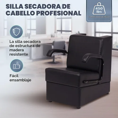 Vista 3 de Buy-Rite Kate - Silla profesional de secador de pelo, silla de salón comercial con marco de madera, cojines gruesos, brazos extraíbles y espalda