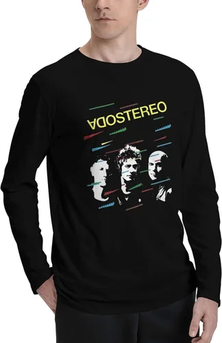 Vista 2 de ABOORA Soda Music And Stereo - Camiseta unisex de manga larga para hombre, cuello redondo, color negro